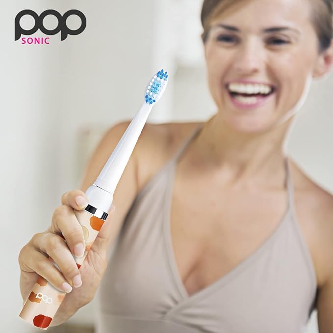 Pop Sonic Electric Toothbrush (Giraffe) - Travel Toothbrushes w/AAA Battery | Kids Electric Toothbrushes with 2 Speed & 15,000-30,000 Strokes/Minute, Dupont Nylon Bristles