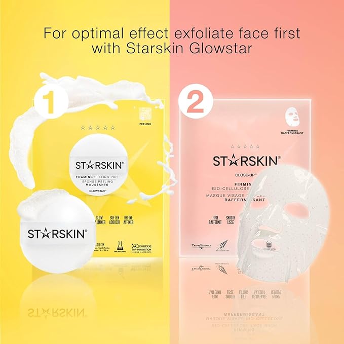 STARSKIN Close-Up 4x40g, Coconut Bio-Cellulose Firming Face Mask for all Skin Types, Face Lifting Korean Skincare Mask, Skin Elasticity Improvement and Rejuvenating Effect, K Beauty Skincare