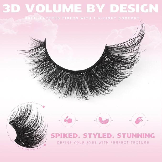 Fox Eye Lashes Wispy False Eyelashes 18mm Volume Faux Mink Lashes Soft Fake Lash Strips by Kiromiro, 7 Pairs