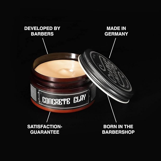 Charlemagne Hair Clay Pomade - 100 ml, Leather Scent - Matte Wax Styling Cream & Texture Clay for Men - Water Soluble Barber Hair Styling Product (100 ml (Pack of 1), Light Hold)