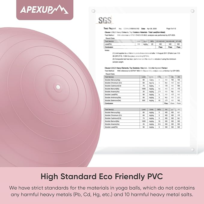 APEXUP Yoga Ball Exercise Ball Anti Slip Heavy Duty for Fitness, Balance & Core Workout