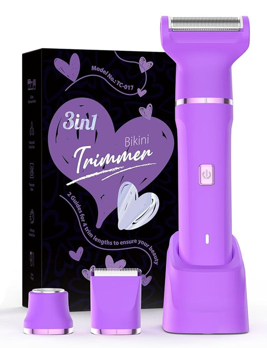 Electric Shaver for Women - Cordless Dermave Bikini Trimmer for Lady's Beauty, Painless Facial Hair Removal Device with Low Noise, Detachable Head, Fast Charging, 2025 Beach Vacation Essentials