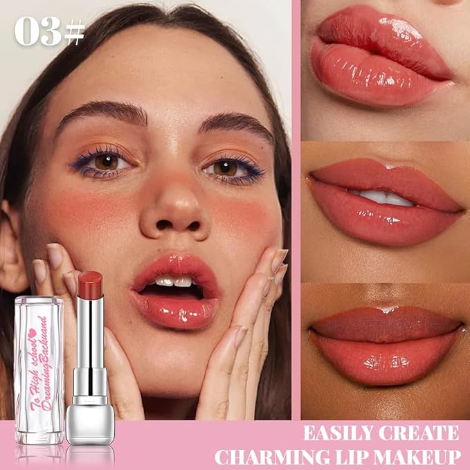 HHLTOH Plumper Moisturizing Butter Lipstick for Women, Natural Tinted Lip Balm Shine Nourishing Hydrating Lip Gloss Stain for Dry Lips, Lightweight Lip Liner Care Makeup, Vegan, 2Pc Rose & Brown Black