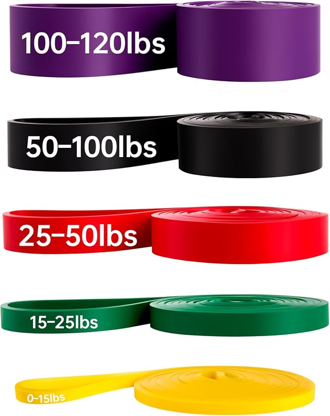 Pull Up Resistance Bands - Assistance Bands Sets of 3/4/5 for Men & Women, Heavy Duty Workout Exercise Bands for Body Stretching, Muscle Training, Instruction and Carry Bag Included