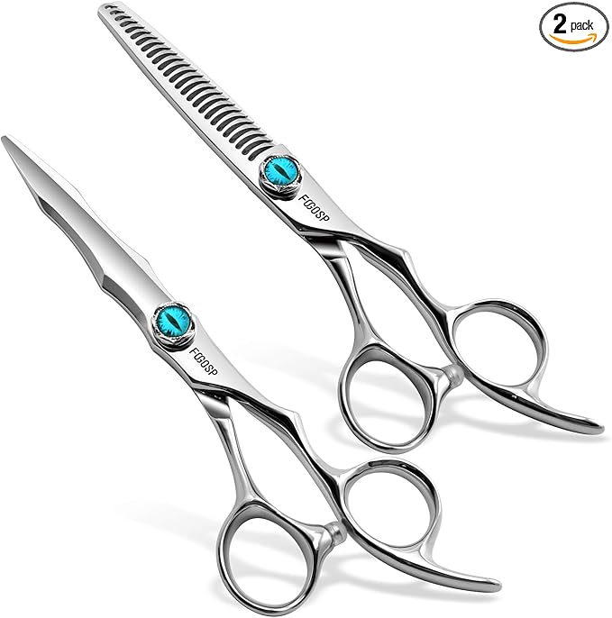 6" Professional Hair Scissors Set VG10 Japanese Stainless Steel Sharp Ergonomic Lightweight Regular Straight and Thinning Shears for Barbers and Salon Professionals