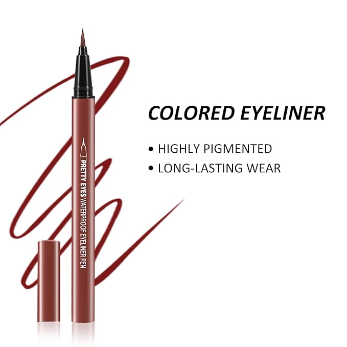 Boobeen 2pcs Liquid Eyeliner Pen, Matte Eye Liner with Precision Tip, Long Lasting Eyeliner Pencil for Bold Eye Makeup, Glides on Smoothly