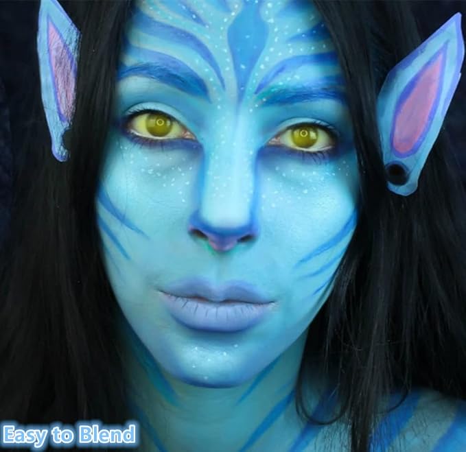 Go Ho 6 Colors Blue Face Body Paint,Cream Washable Formula Face Painting for Halloween Cosplay,Body Paint FX Makeup Palette,Professional Face Paint Blue Makeup