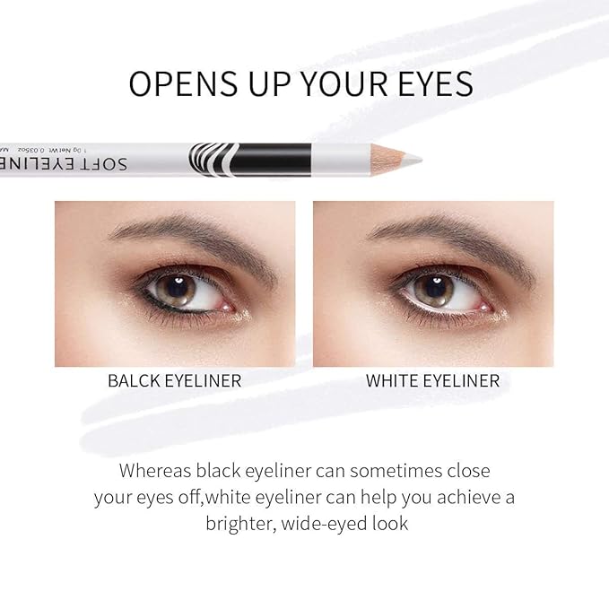 Fashionwu White Eyeliner Pencil Professional Highlighter Eye Liner Pen Soft Strokes Waterproof Long-Lasting Eyeshadow Eye Silkworm Brighten Pencil Beauty Makeup Tool (24pcs)
