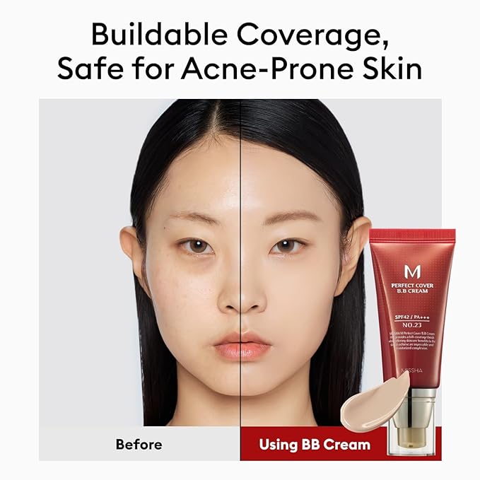 MISSHA M Perfect Cover BB Cream Dual Pack No.23 Natural Beige -Light/Medium with Cool/Neutral Undertone SPF 42 PA +++ 1.69 Fl Oz - Tinted Moisturizer for face with SPF valentines day gifts for her