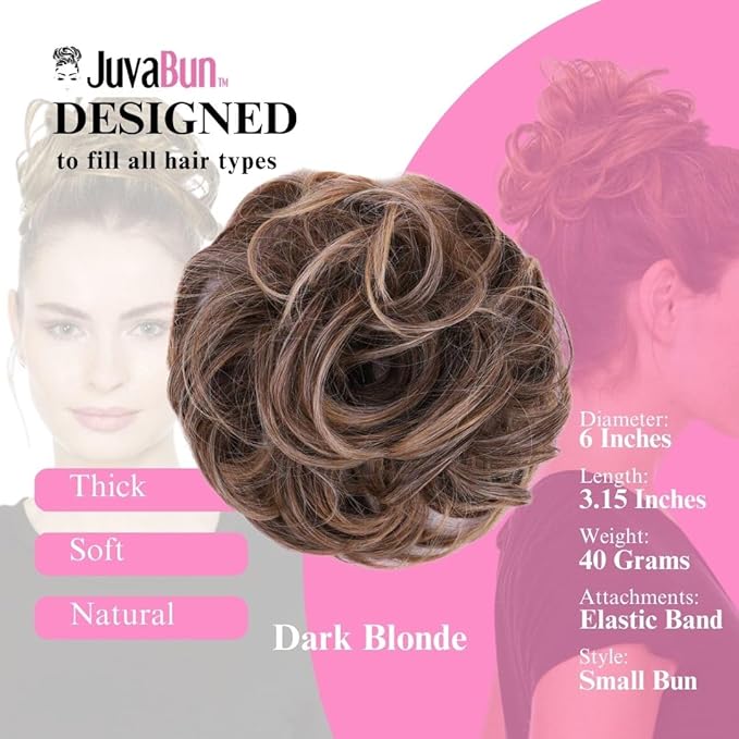 Juvabun Messy Bun 2.0 Dark Blonde Messy Bun Hair Extension Natural Look Hair Bun Scrunchie for Women Everyday Hairstyles