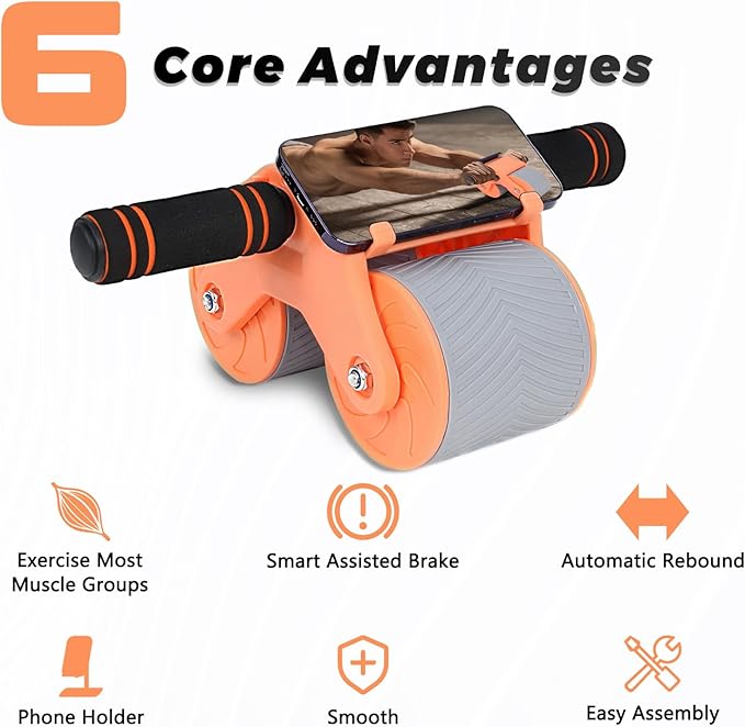 Automatic Rebound Abdominal Wheel Workout,2 Wheels