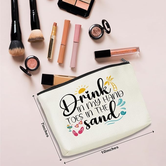 Funny Beach Gifts for Women Cosmetic Bag Vacation Beach Themed Gift for Lovers Bestie Makeup Bag Girls Trip Gifts Travel Stuff Necessities Birthday Christmas Graduation Friendship