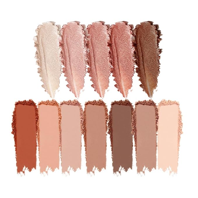 Warm Red Brown Eyeshadow Palette, Nude Neutral Matte Shimmer Glitter Eye Shadow Kit with Rose Gold, Copper, Bronze & Peach Tones, High Pigment Blendable Long-Lasting Soft Glam Makeup Palette 2#