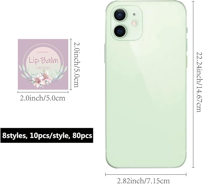 CRASPIRE Lip Balm Labels 80pcs Homemade Purple）