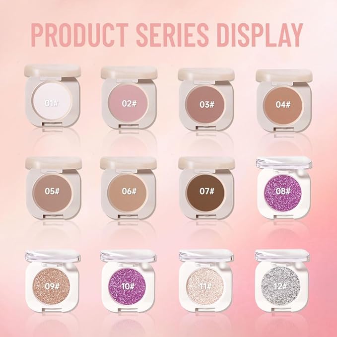 Pearlescent mini Eyeshadow Highly Pigmented Blend Matte & Shimmer EyeShadow,Cream Moisturizing Waterproof&Long Lasting Eye Makeup Natural Luminous Makeup Look (B08, 1 Count (Pack of 1))