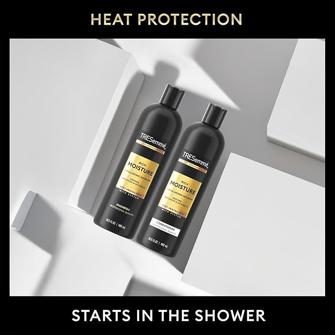 TRESemmé Shampoo and Conditioner Set, Rich Moisture with Hyaluronic Acid – Vitamin-Enriched Hair Products for Dry Hair, Curly, All Hair Types, 16.5 Oz Ea