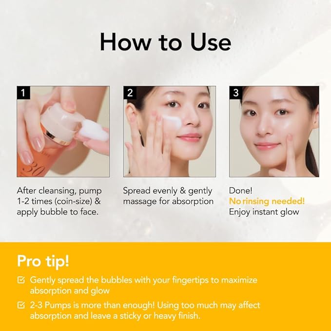 MENOKIN 30 Seconds Quick Bubble Mask [BRIGHT] - [Vitamin C] [Glutathione & Niacinamide] in Micro-bubbles for Dark Spots, Uneven Skin Tone, Korean Skin Care Essential, 50 Uses, 2.36 fl.oz