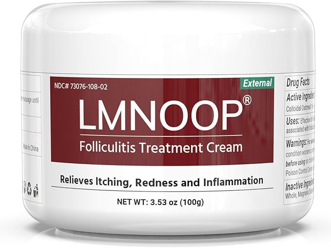Folliculitis Treatment Cream, Fast-Acting Relief for Scalp, Face & Body, Soothes Itching, Redness & Inflammation, Natural Colloidal Oatmeal Formula for Sensitive Skin - 3.52oz