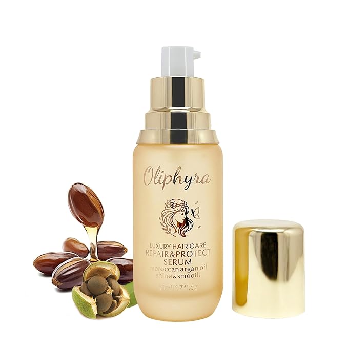 Hair Oil with Argan and Jojoba Seed, Weightless Hair Care Serum for Damage Repair, Frizz, Split Ends & Shine - Heat Protectant Treatment - Paraben, Phthalate & Sulfate Free - 1.7 Fl Oz