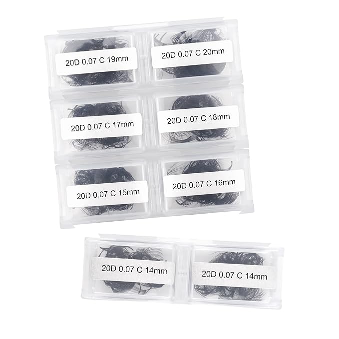 Volume Lash Extensions FADLASH 600pcs 20D Premade Fans Eyelash Extensions C Curl Pointy Base Pre Made Fans Lash Extension Mixed Tray Eyelash Extension Premade Fans (20D-0.07C-14-20mm)
