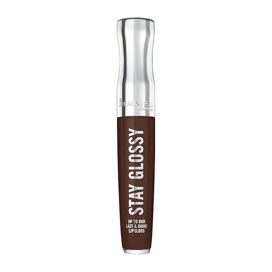 Rimmel London Stay Glossy, 435 Cocoa Kiss, Lip Gloss, Non-Sticky, Color and Shine, Up To 6-Hour Wear, Precise Applicator, 0.18oz