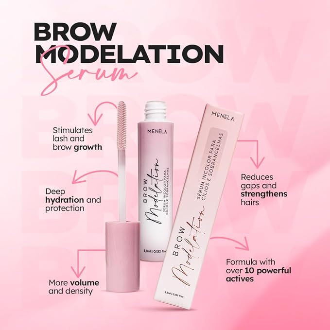 MENELA Eyebrow Growth Serum & Lash Serum: 2-in-1 Enhancer with 10 Botanical Actives (Biotin, Aloe, Witch Hazel, Rosehip) – Natural Formula for Fuller, Stronger & Hydrated Brows-3.9ml (0.132 fl oz)