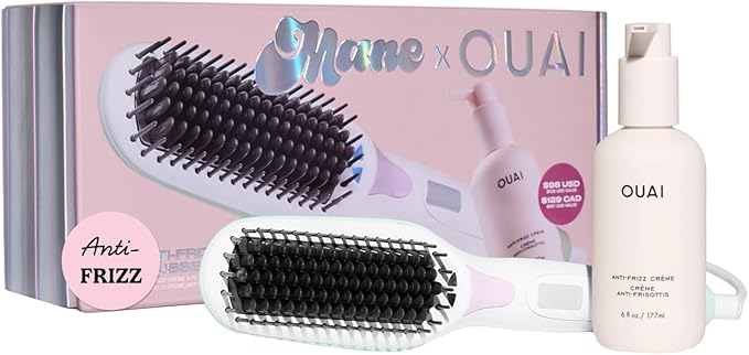 Mane Anti-Frizz Kit - Mane Hair Tools Kit & OUAI Anti-Frizz Crème - Complete Hair Styling Kit for Sleek, Humidity-Resistant Hair (2 Count)