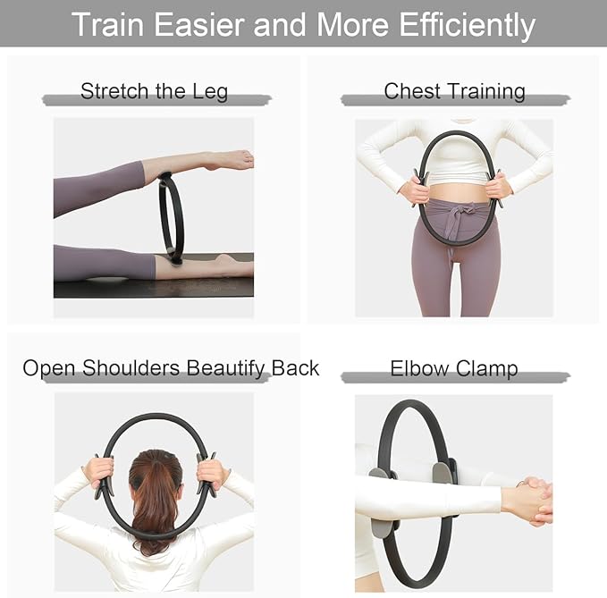 Pilates Ring 14.7 Inch Magic Fitness Circle Durable TPE Padded Handles Exercise Equipment for Toning Strengthening Thigh Abs, Legs and Arms