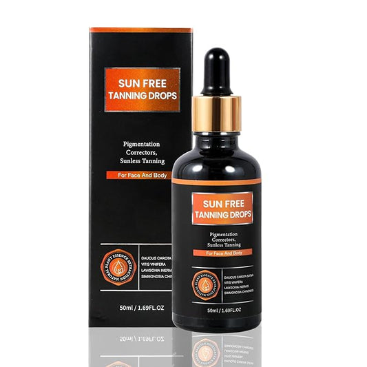 Natural Organic Self-Tanning Drops for Face -6- Carrot Seed Oil, Jojoba & DHA Bronzing Drops | Hydrating, Vegan Tanning Serum with Beetroot & Turmeric | Gentle Face Tanner for Sunless Glow