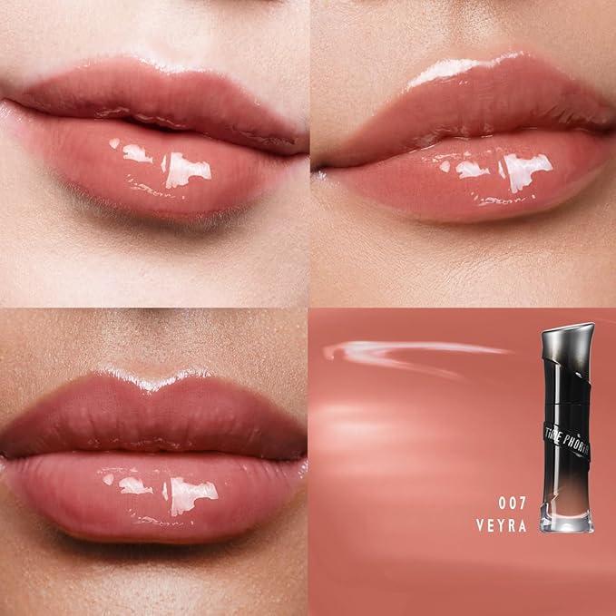 Lunara Frost 3D Lip Gloss, 007 Veyra - Nude Brown, High-Shine Glossy Finish, Juicy Pigment Lip Gloss with 3D Plumping Effect, 24H Hydration with Hyaluronic Acid, Non-Sticky Cushiony Gel