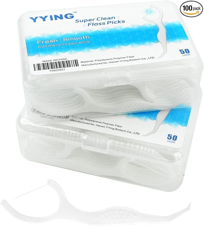 Dental Floss Picks 100 Count, Travel Floss Picks Extra Strong Flosser Professional Tooth Picks Flossers for Adults with Portable Case, Toothpicks Floss Sticks for Teeth Cleaning and Oral Care