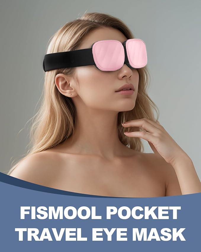 Fismool Sleep Eye Mask for Men Women, 3D Zero Intraocular Pressure Design,100% Light Blocking Sleeping,Suitable for Sleeping Mask, Exquisite Travel Storage Box（Pink）