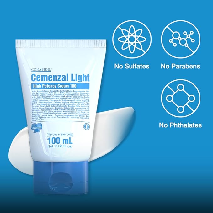 Cemenzal Light Volufiline 5000ppm & Centella Asiatica, Korean Moisturizer for Skin Barrier Repair & Volume Boost, Korean Skin Care, Moisturizer for Dry Skin & Sensitive, and All Skin Types, 100 mL