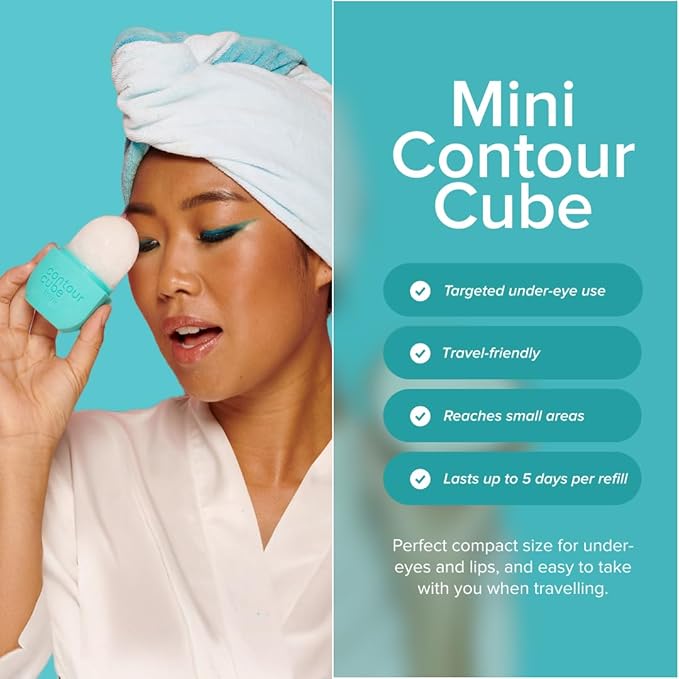 Contour Cube Mini - Revolutionary Ice Roller for Sculpting & De-Puffing - Face Ice Roller & Massager - Ice Mold for Face - Compact Skin Care Tools for Daily Skincare & Travel - Mint