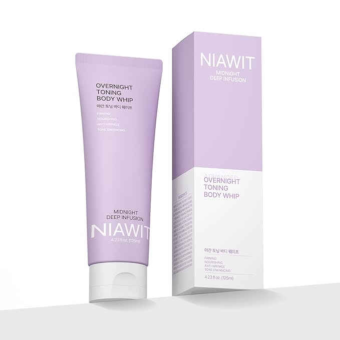 NIAWIT Overnight Toning Body Whip – For Loose Crepey Skin on Arms, Thighs & Belly | Firming, Moisturizing & Anti-Wrinkle Night Cream to Improve Tone While You Sleep, 4.23 fl.oz