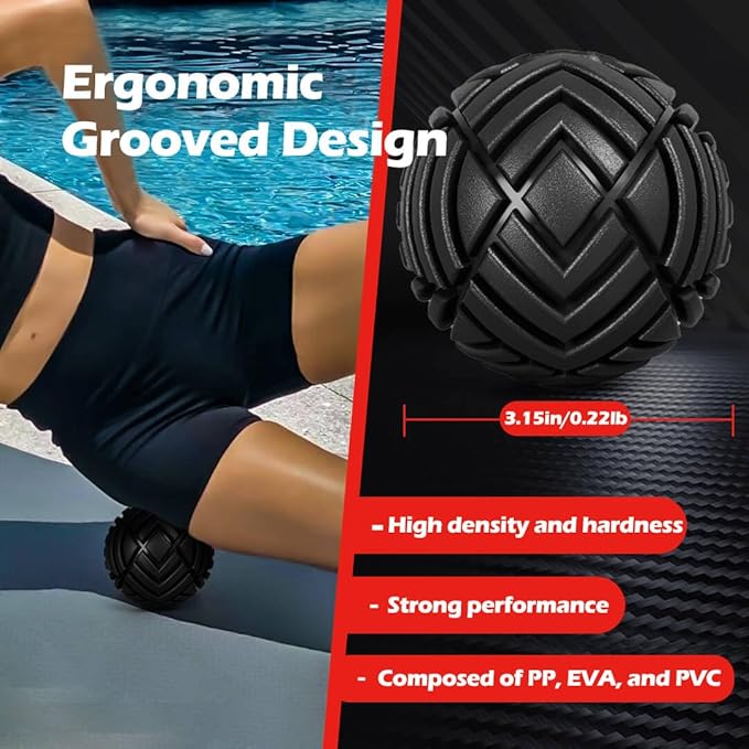 TETOP Fitness Muscle Massage Ball, 3.15in, Therapy Ball for Trigger Point Massage, Trigger Point Ball for Myofascial Release, Mobility Ball for Exercise & Recovery (Black)