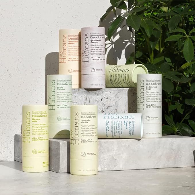 Hey Humans Deodorant, Aluminum Free Deodorant for Women and Men, Contains Naturally Derived Ingredients, All Day Odor Control, Refreshing Deodorant Essential Oils, Variety Pack