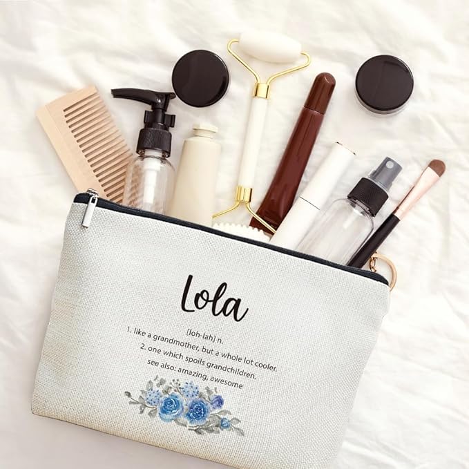 MOTERMATE Lola Gifts Makeup Bag, Best Lola Gifts for Christmas from Grandkids Cosmetic Bag for Women, Grandma Gift from Granddaughter Grandson Toiletry Bags Zipper Makeup Pouch