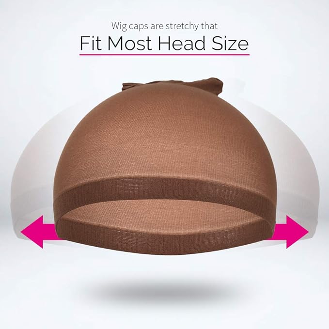 FANDAMEI Wig Cap, 4 pieces Dark Brown Stocking Wig Caps Stretchy Nylon Wig Caps for Women