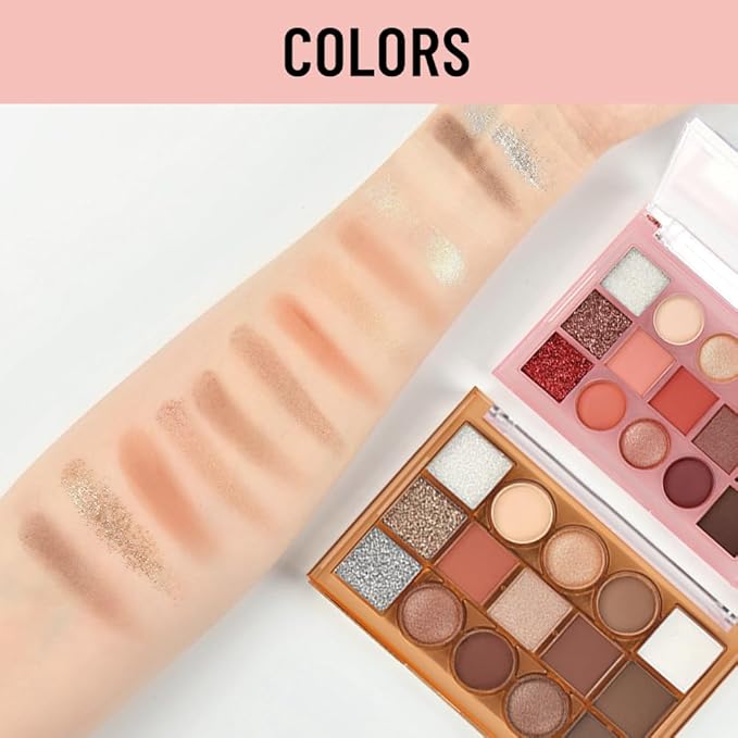 15 Color Neutral Nude Eyeshadow Palette Makeup – High Pigment Waterproof Matte & Shimmer Eyeshadow Palette, Long-Lasting Blendable, Pink, Brown, Rose Gold, Glitter Eye Makeup (01#, 1 Count)