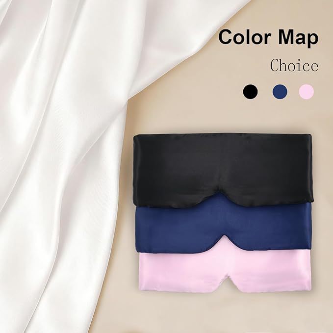 100% Mulberry Silk Sleep Mask for Women & Men Beauty Sleep, Adjustable Blindfold Silk Eye Mask for Sleeping Side Sleepers, Soft Pressure-Free Design for Home, Travel, Office, Napping, Christmas Gift