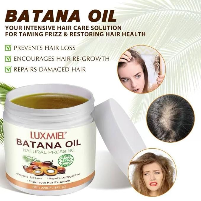 Batana Oil for Hair Growth – 100% Pure & Unrefined Honduran Batana Oil, Cold-Pressed Scalp Treatment for Thick, Strong & Shiny Hair, Batana Hair Oil for Men & Women (7.8 ft OZ)