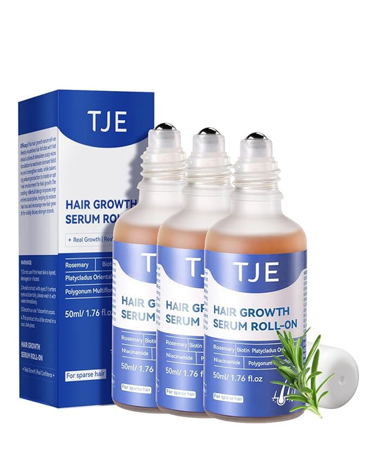 Hair Growth Serum Roll On 150ml | 3% Rosemary Extract + Caffeine + Biotin | Clinically-Inspired Formula for Thicker, Fuller Hair for Thinning Hair & All Hair Types 3pcs