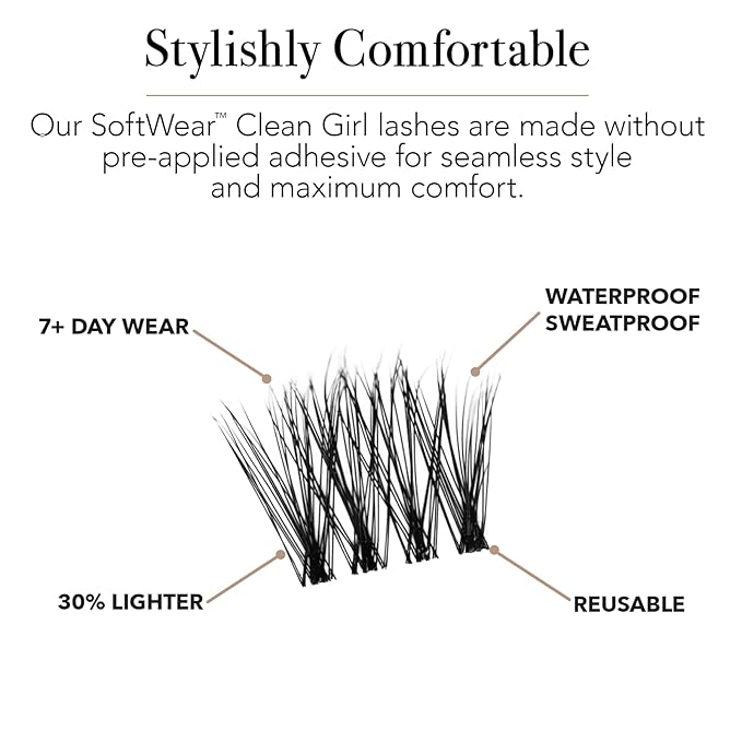 Pro Lash SoftWear Clean Girl Mini Lash Clusters Kit - Natural-Looking, Lightweight Lashes - 7-Day Cluster Eyelash Extensions - Waterproof Lashes Clusters - Single Set - Cat Eye No. 39