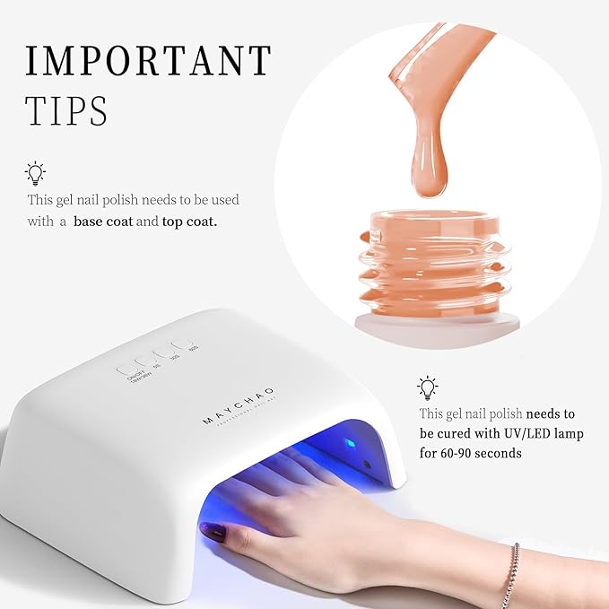 MAYCHAO 15ML Jelly Nude Gel Nail Polish 1Pc Jelly Cream Nude Gel Polish Soak Off UV LED Nail Polish Nail Art Starter Manicure Salon DIY at Home, 0.5 OZ