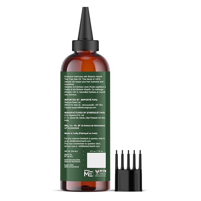 Botanic Hearth Hair Oil for Hair Growth | Strengthening Dry, Frizzy, Damaged Hair & Scalp Treatment | No Parabens or Harmful Sulfates | All Hair Types | Tea Tree Hair Oil - 4 Fl Oz