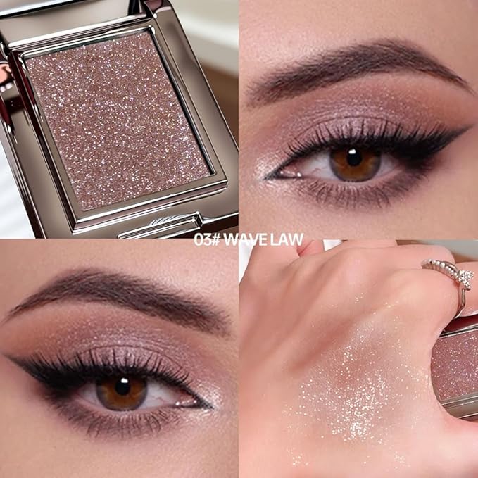 Single Glitter Eyeshadow Palette Makeup– velvet Cream Shimmer MIni Eye Shadow,Velvet Eyeshadow Palette –Shimmer Eye Makeup – Vegan& Cruelty-Free. (03#Brown glitter, 1 Count (Pack of 1))