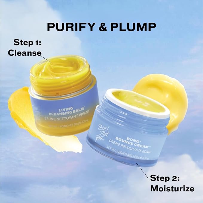 Then I Met You Purify & Plump Duo, Travel Size Skincare Set with Living Cleansing Balm & Bong² Bounce Cream, Makeup Remover + Hydrating Gel-Cream for Smooth Radiant Skin & Barrier Repair, Holiday Gift