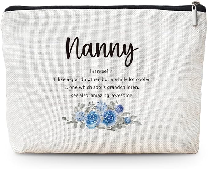 MOTERMATE Nanny Gifts Makeup Bag, Gifts for Nanny from Grandkids Cosmetic Bag for Women, Best Grandma Gift for Christmas from Grandson Granddaughter Toiletry Bags Zipper Makeup Pouch