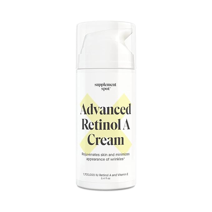 Supplement Spot Advanced Retinol A Cream - Moisturizer w/Vitamin E, Coconut & Almond Oil- Retinol Daily Anti-Aging Cream for Face – for Smoother Looking Skin (3.4 oz)